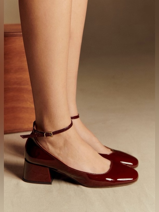 Sezane Shoes - NWT Sezane Melanie Mary Janes US10 Block Heel Pumps in Burgundy